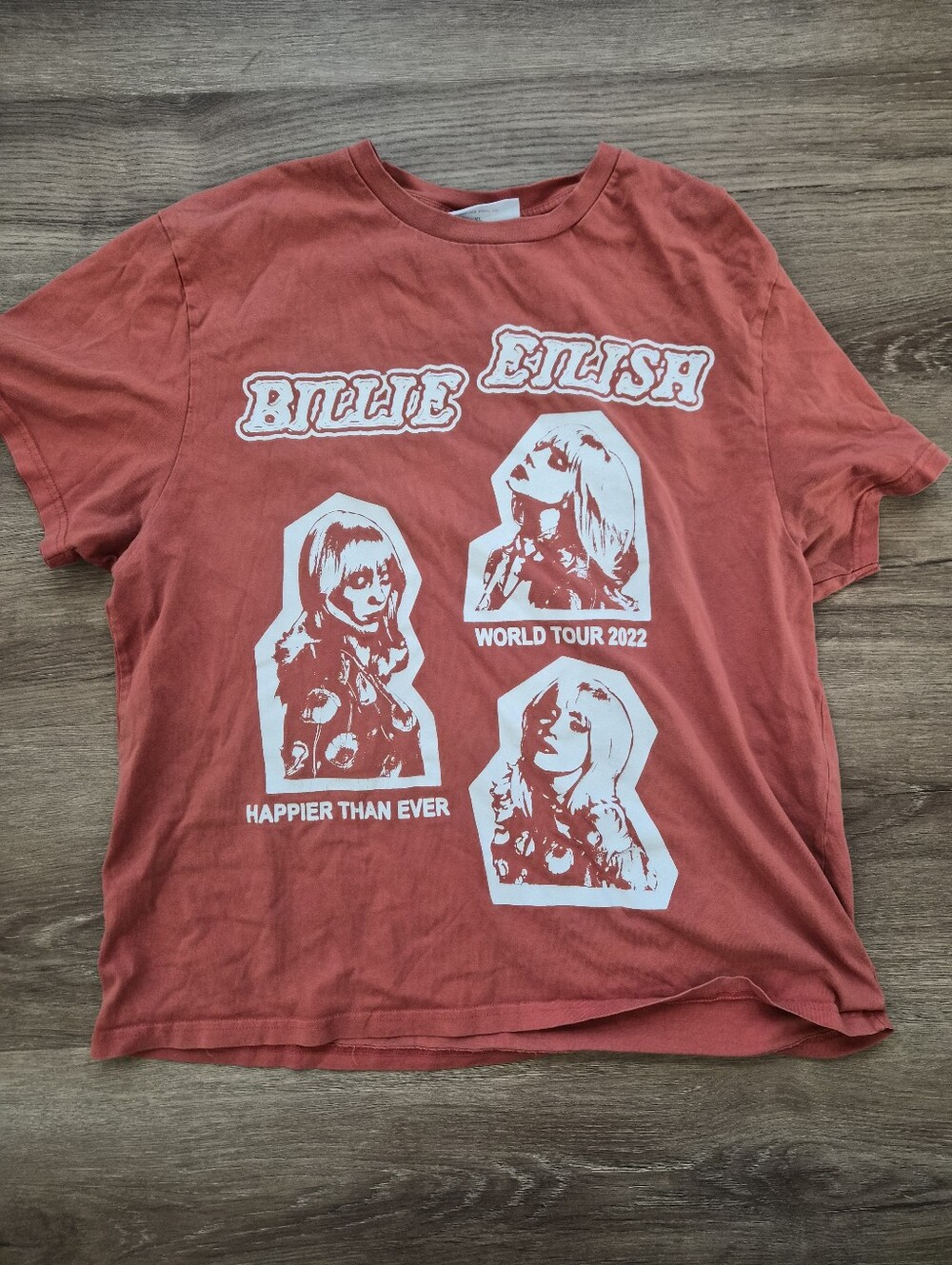 Billie Elish Coral Concert Tee - Happier Than Ever World Tour XL